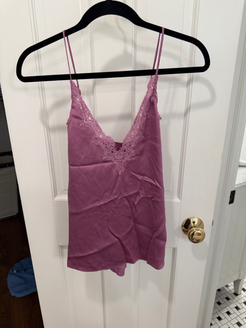 Cami NYC Mauve Lace-Trim Satin Slip